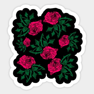 Rose Floral Line Art Pattern Sticker